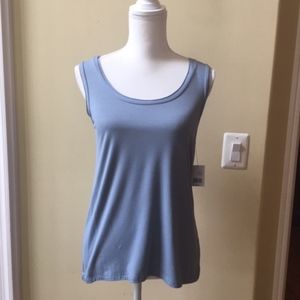 Tahari Wild Wind Blue High-Low Hem Tank Top